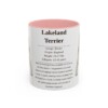 lakeland-terrier-mug-writeup-pink-1 11oz Lakeland Terrier Mug, Illustrated Dog Breed Facts Coffee Mug, Vintage Dog Keepsake Gift