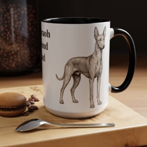 15oz Pharaoh Hound Dog Dad Mug, Vintage Sketch Coffee Mug, Dog Dad Gift