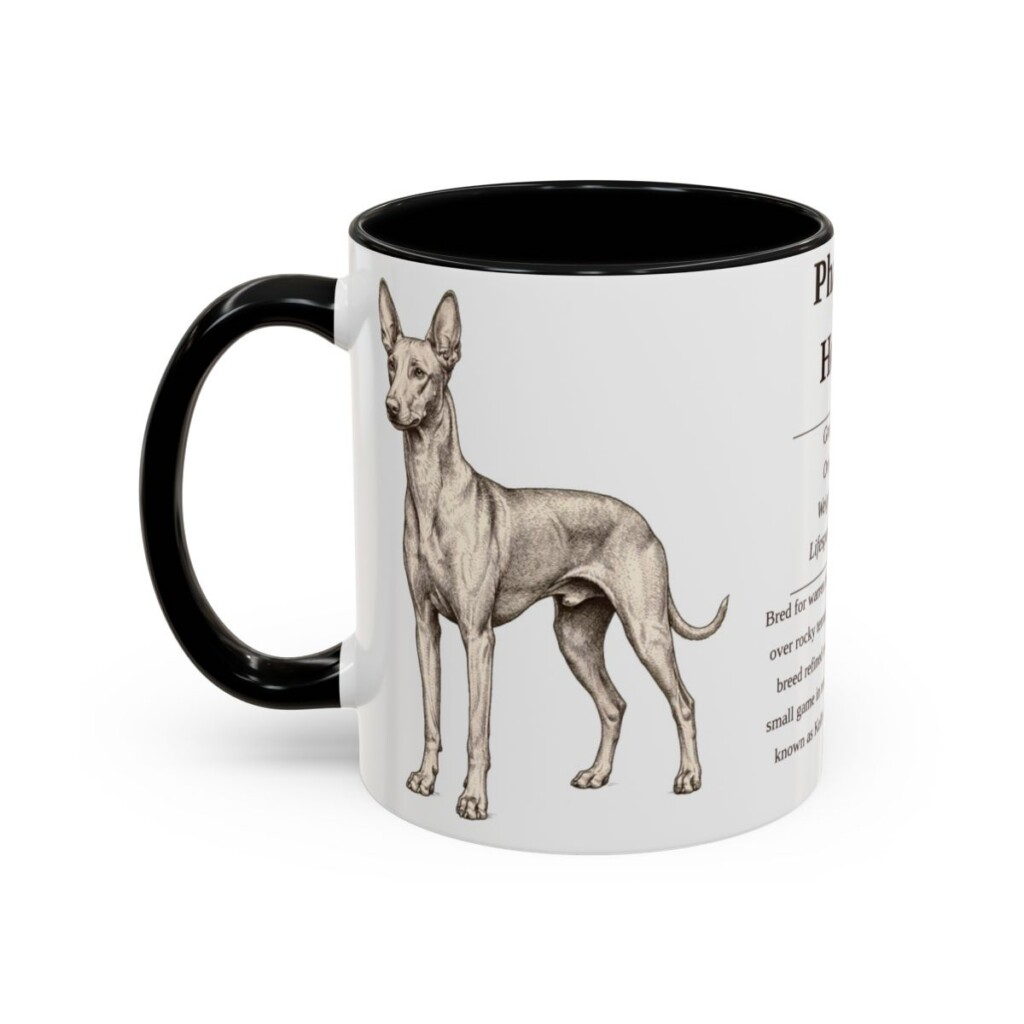 11oz Pharaoh Hound Mug, Illustrated Dog Breed Facts Coffee Mug, Vintage Dog Keepsake Gift