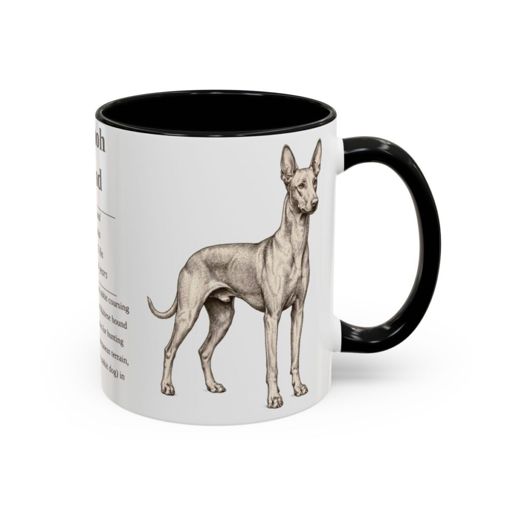 11oz Pharaoh Hound Mug, Illustrated Dog Breed Facts Coffee Mug, Vintage Dog Keepsake Gift