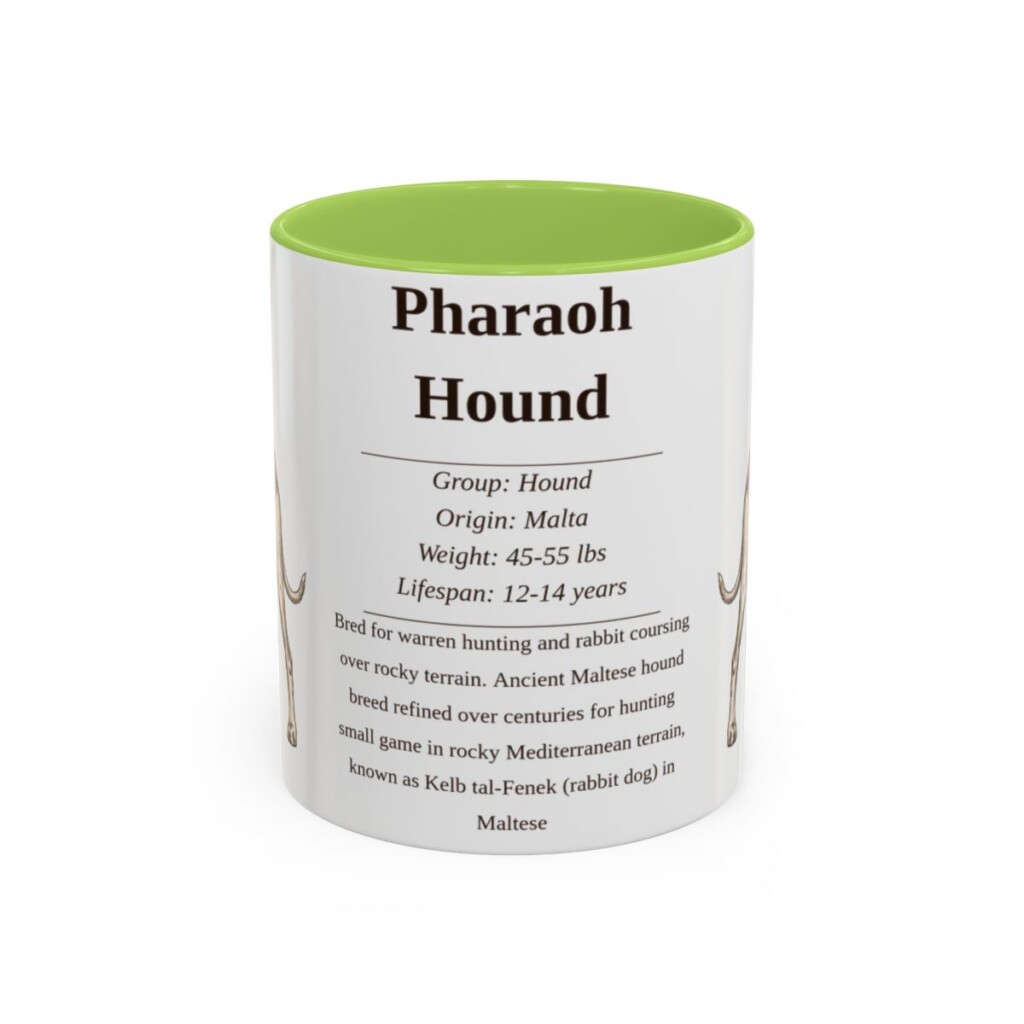 11oz Pharaoh Hound Mug, Illustrated Dog Breed Facts Coffee Mug, Vintage Dog Keepsake Gift