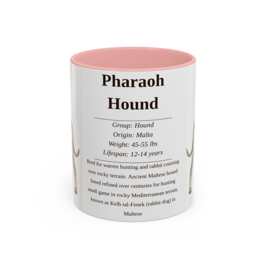 11oz Pharaoh Hound Mug, Illustrated Dog Breed Facts Coffee Mug, Vintage Dog Keepsake Gift