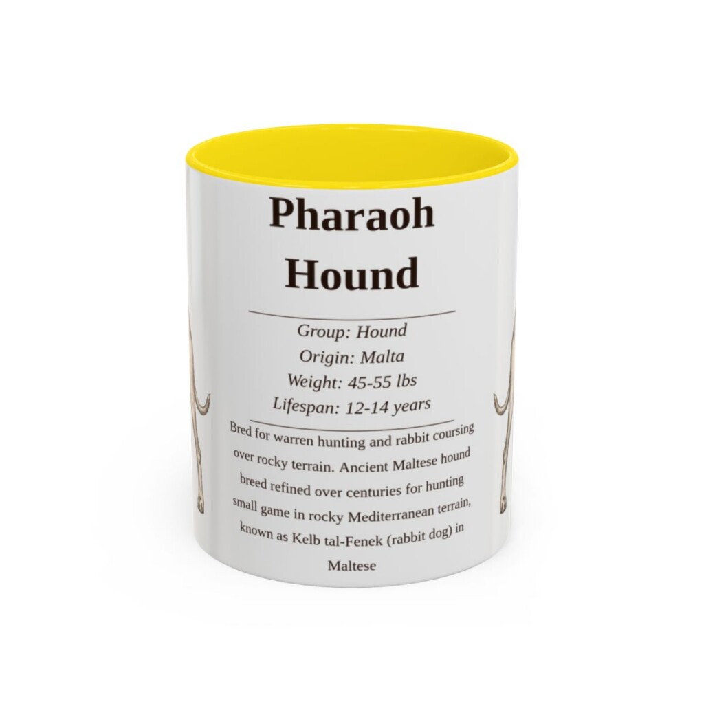 11oz Pharaoh Hound Mug, Illustrated Dog Breed Facts Coffee Mug, Vintage Dog Keepsake Gift