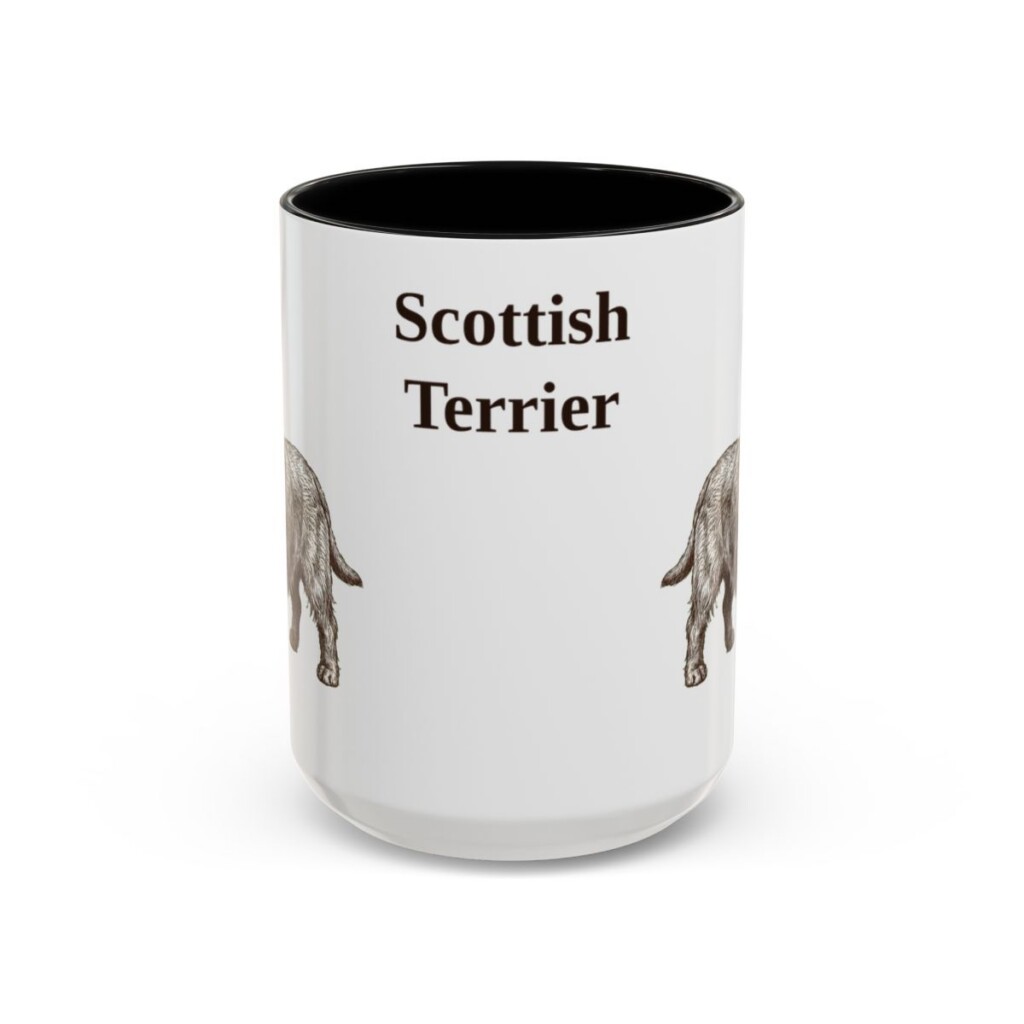 15oz Scottish Terrier Mug, Vintage Dog Portrait Coffee Mug, Dog Lover Gift