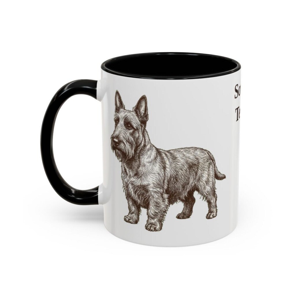 scottish-terrier-mug-black-left-1 11oz Scottish Terrier Mug, Vintage Dog Portrait Coffee Mug, Dog Lover Gift