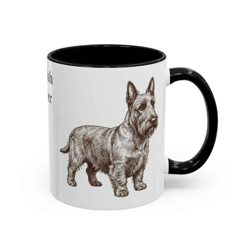 scottish-terrier-mug-black-right-1 11oz Scottish Terrier Mug, Vintage Dog Portrait Coffee Mug, Dog Lover Gift