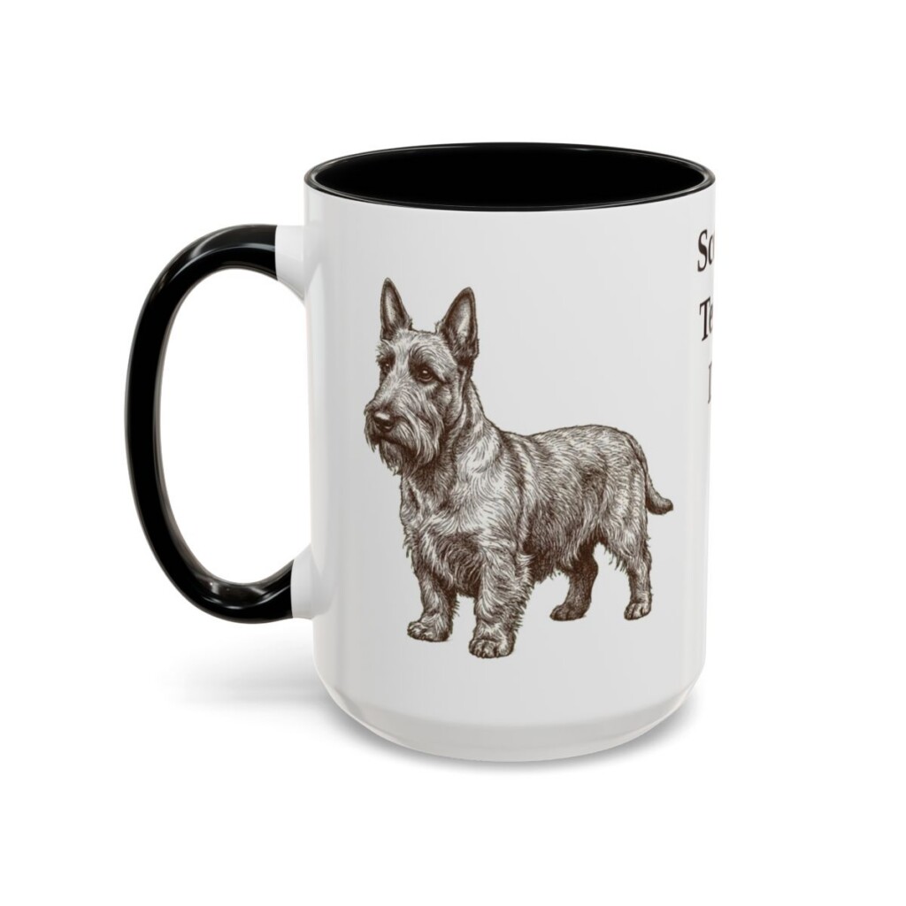 15oz Scottish Terrier Dog Dad Mug, Vintage Sketch Coffee Mug, Dog Dad Gift