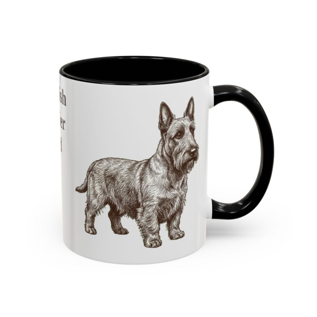 11oz Scottish Terrier Dog Dad Mug, Vintage Sketch Coffee Mug, Dog Dad Gift