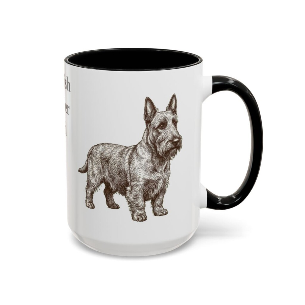 15oz Scottish Terrier Dog Dad Mug, Vintage Sketch Coffee Mug, Dog Dad Gift