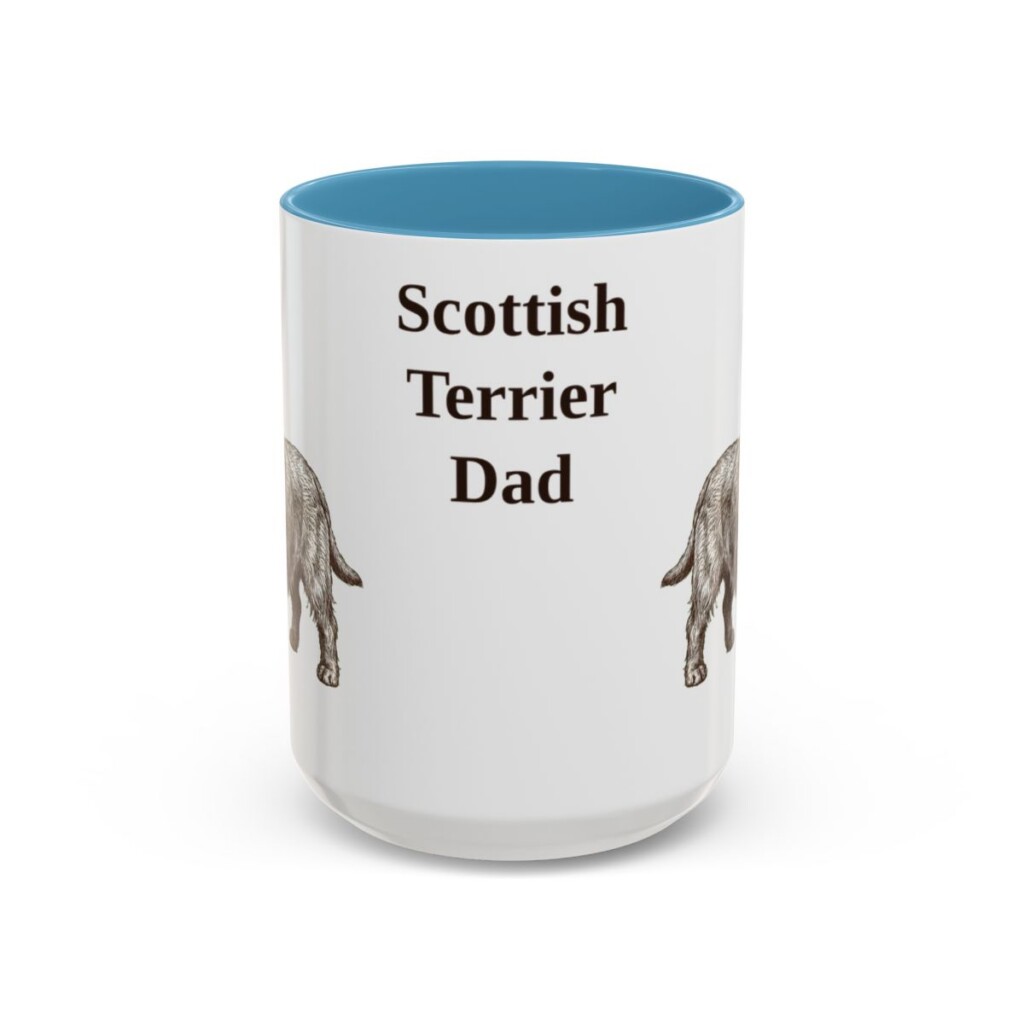 15oz Scottish Terrier Dog Dad Mug, Vintage Sketch Coffee Mug, Dog Dad Gift