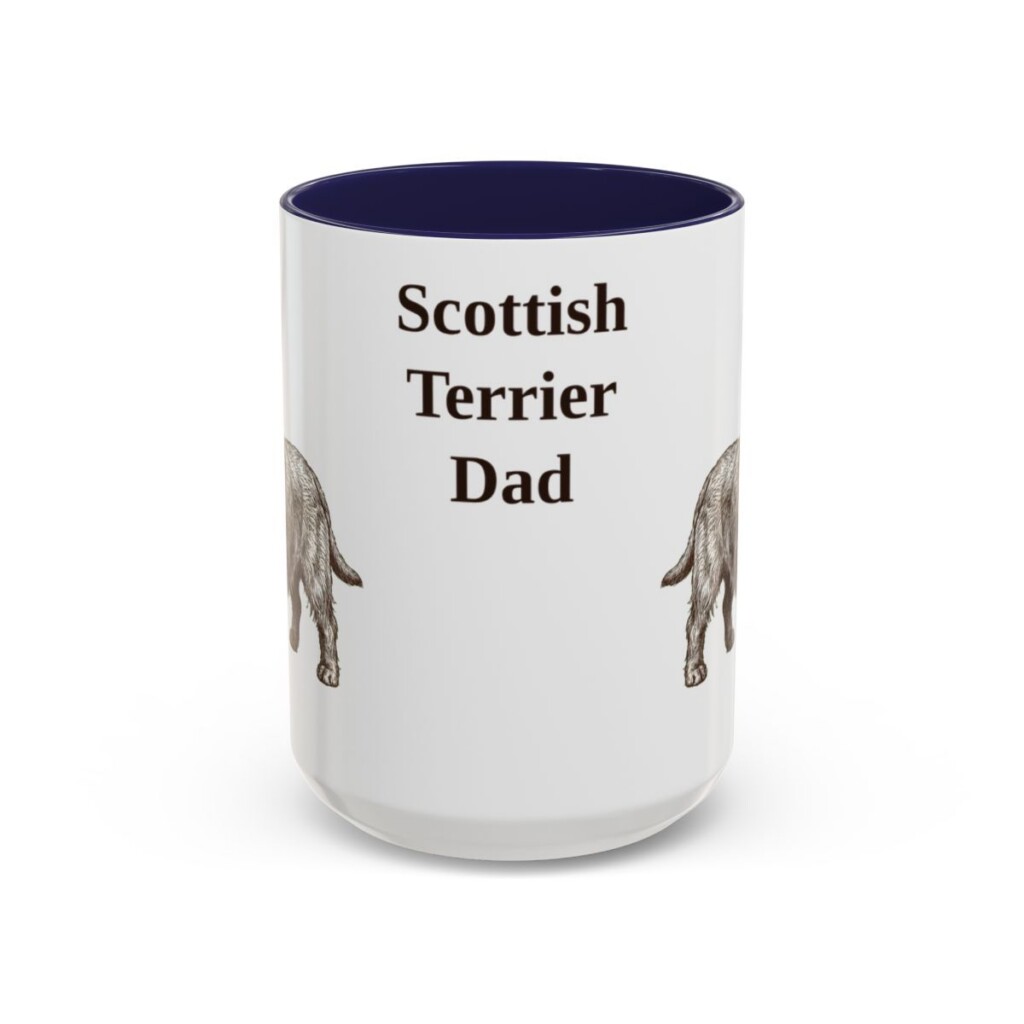 15oz Scottish Terrier Dog Dad Mug, Vintage Sketch Coffee Mug, Dog Dad Gift