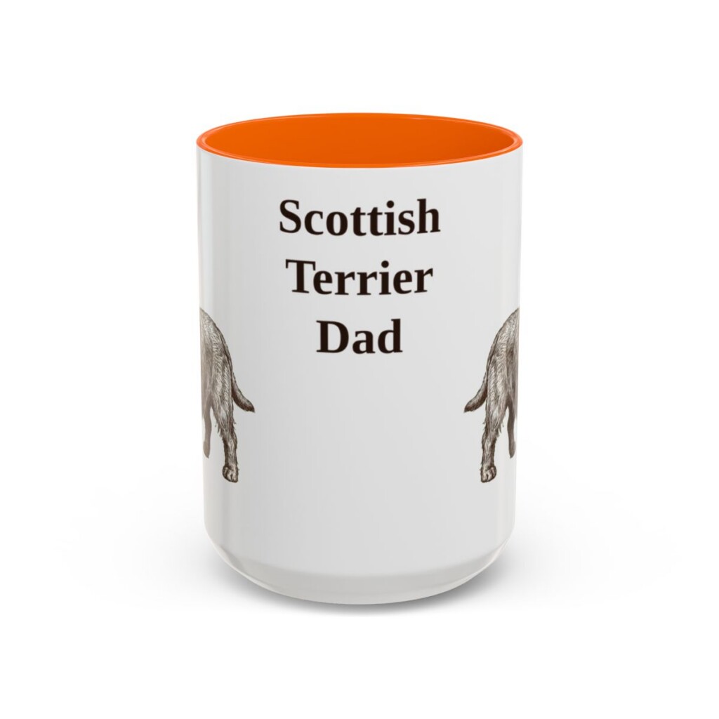 15oz Scottish Terrier Dog Dad Mug, Vintage Sketch Coffee Mug, Dog Dad Gift