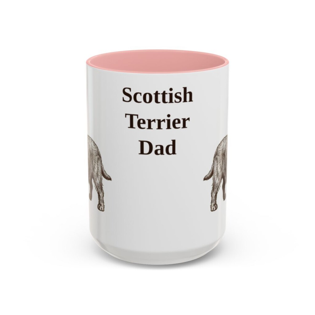15oz Scottish Terrier Dog Dad Mug, Vintage Sketch Coffee Mug, Dog Dad Gift