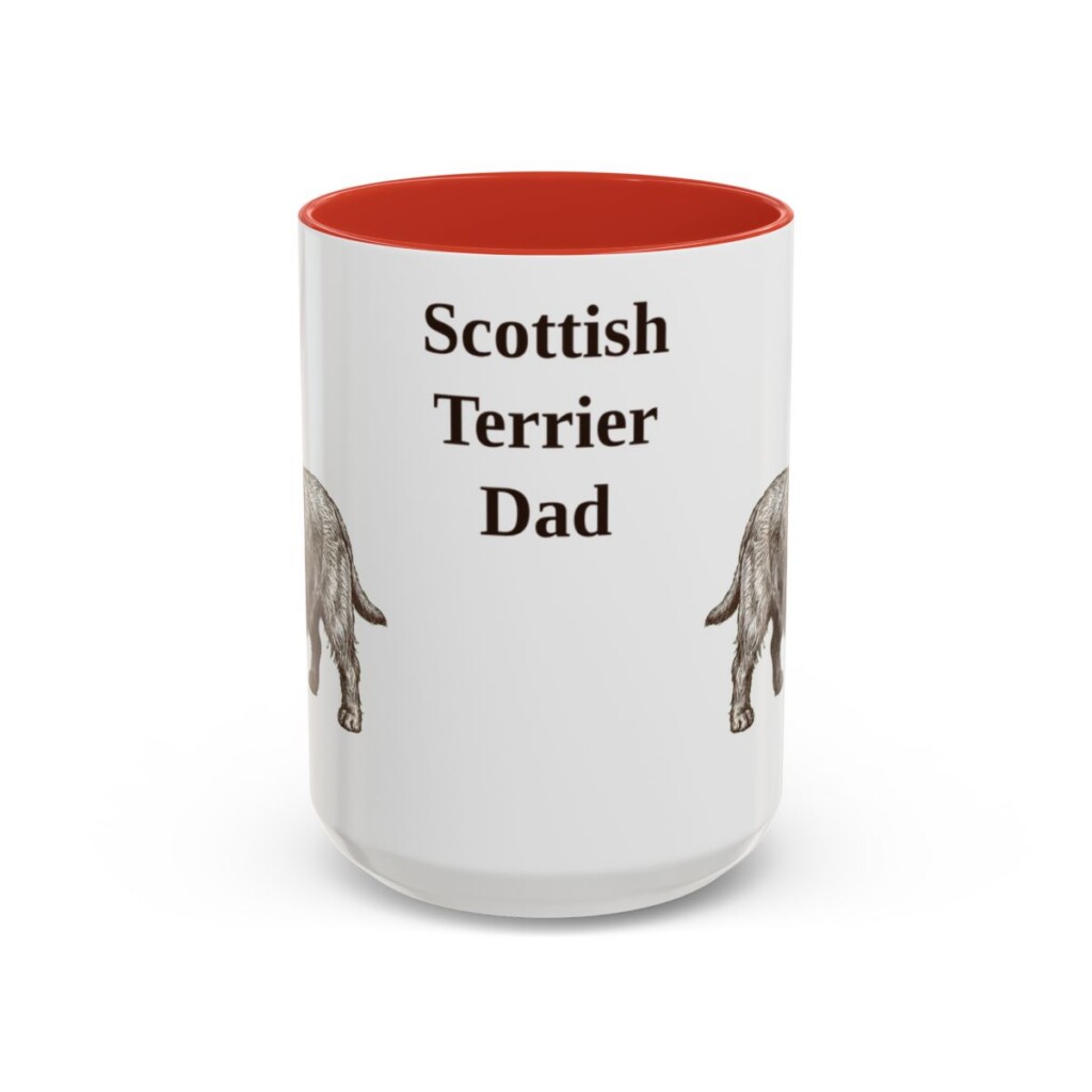 15oz Scottish Terrier Dog Dad Mug, Vintage Sketch Coffee Mug, Dog Dad Gift