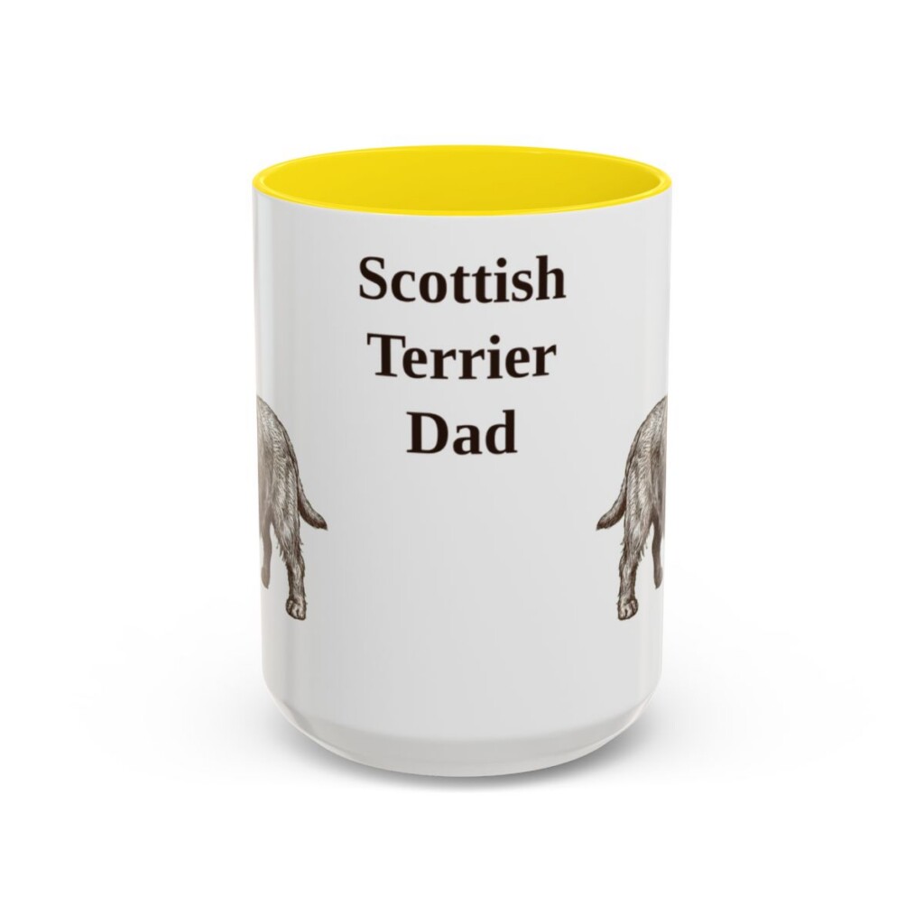 15oz Scottish Terrier Dog Dad Mug, Vintage Sketch Coffee Mug, Dog Dad Gift