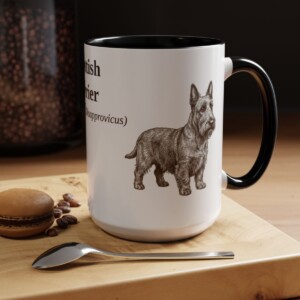 15oz Scottish Terrier Latin Mug, Scottish Terrier, Vintage Dog Coffee Mug, Dog Lover Gift