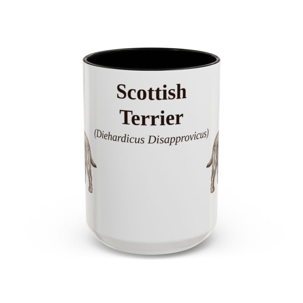 scottish-terrier-mug-latin-black-front-1 15oz Scottish Terrier Latin Mug, Scottish Terrier, Vintage Dog Coffee Mug, Dog Lover Gift