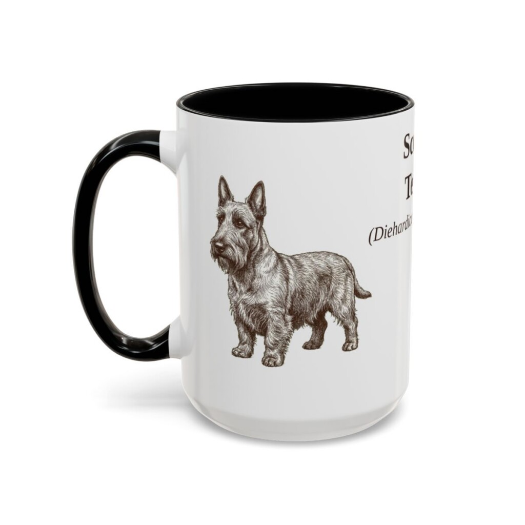 scottish-terrier-mug-latin-black-left-1 15oz Scottish Terrier Latin Mug, Scottish Terrier, Vintage Dog Coffee Mug, Dog Lover Gift
