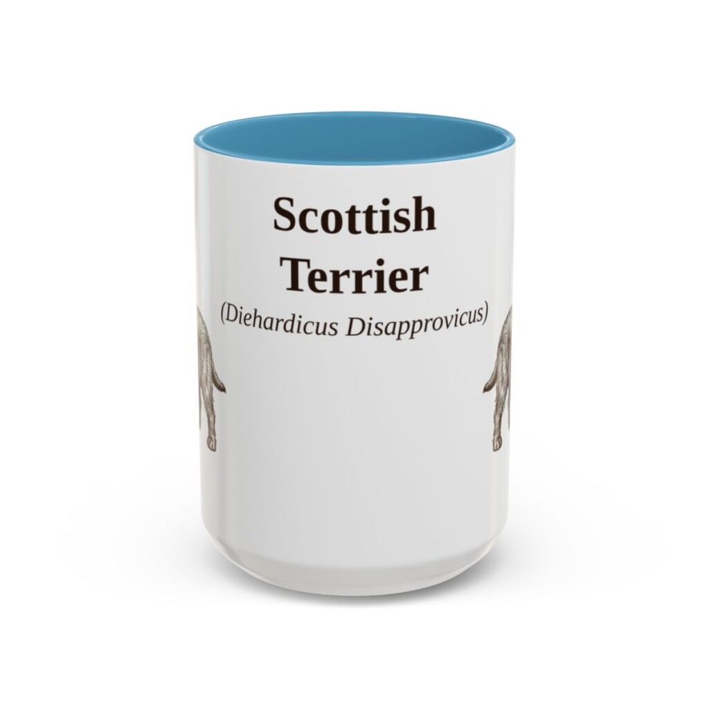 scottish-terrier-mug-latin-light-blue-1 15oz Scottish Terrier Latin Mug, Scottish Terrier, Vintage Dog Coffee Mug, Dog Lover Gift