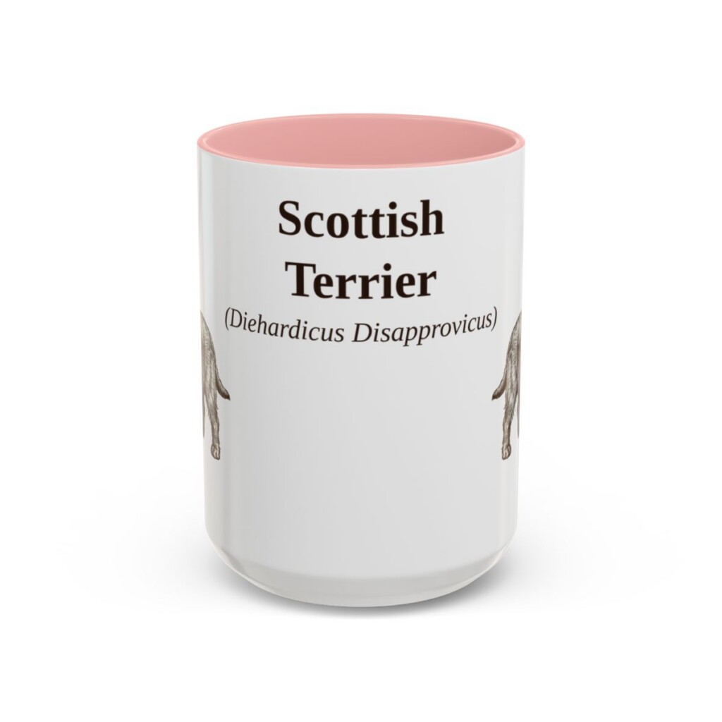 scottish-terrier-mug-latin-pink-1 15oz Scottish Terrier Latin Mug, Scottish Terrier, Vintage Dog Coffee Mug, Dog Lover Gift