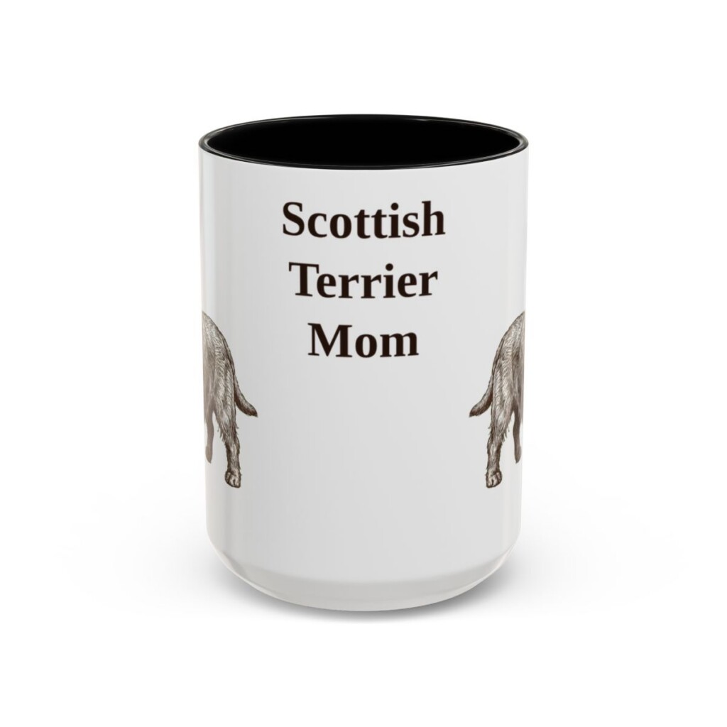 15oz Scottish Terrier Dog Mom Mug, Vintage Sketch Coffee Mug, Dog Mom Gift