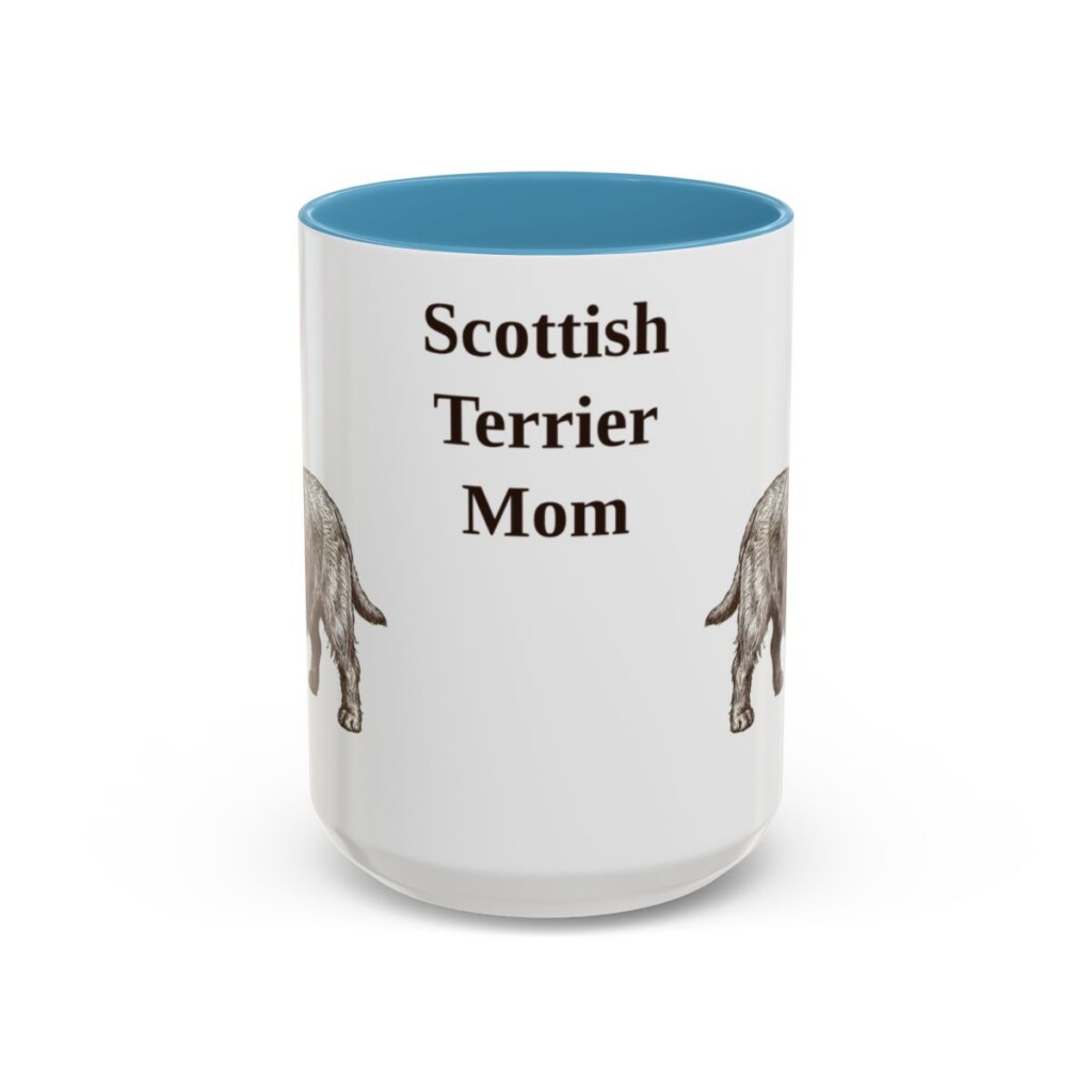15oz Scottish Terrier Dog Mom Mug, Vintage Sketch Coffee Mug, Dog Mom Gift