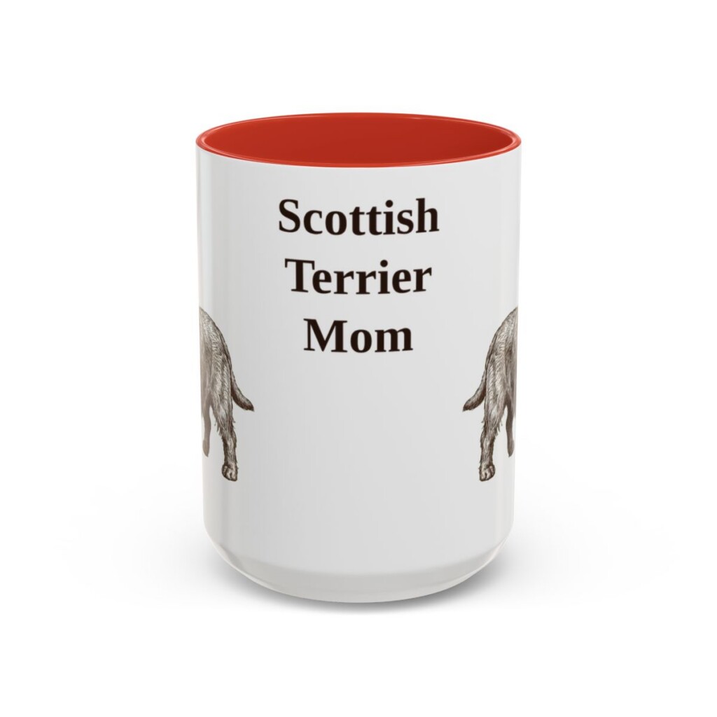 15oz Scottish Terrier Dog Mom Mug, Vintage Sketch Coffee Mug, Dog Mom Gift