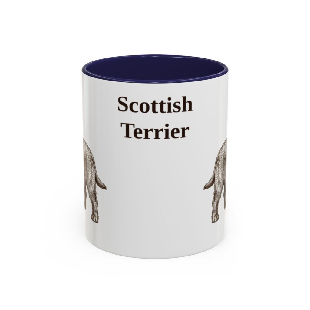 scottish-terrier-mug-navy-1 11oz Scottish Terrier Mug, Vintage Dog Portrait Coffee Mug, Dog Lover Gift