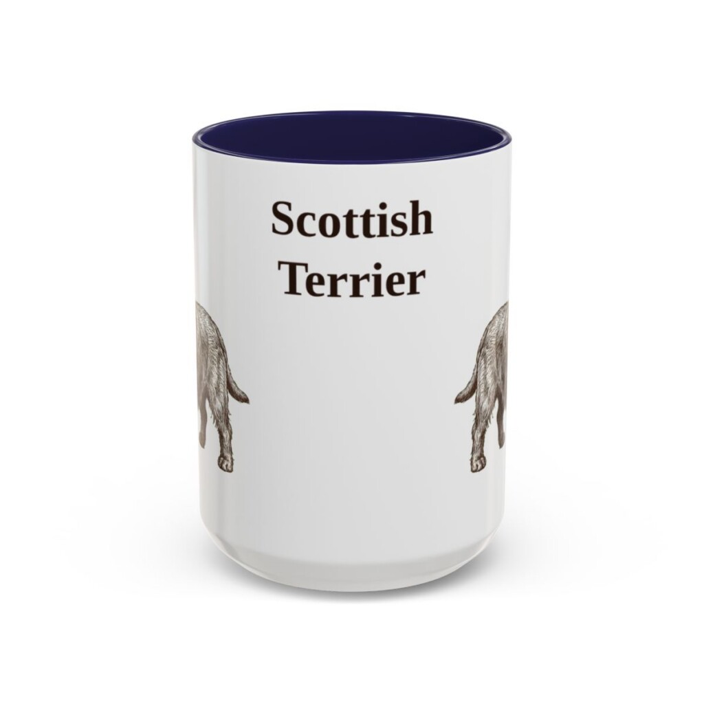15oz Scottish Terrier Mug, Vintage Dog Portrait Coffee Mug, Dog Lover Gift