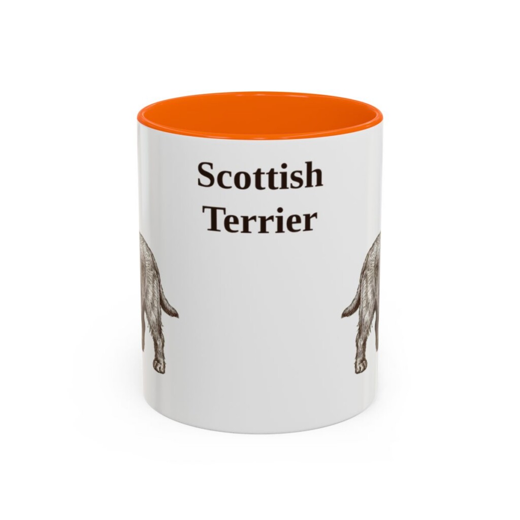 scottish-terrier-mug-orange-1 11oz Scottish Terrier Mug, Vintage Dog Portrait Coffee Mug, Dog Lover Gift