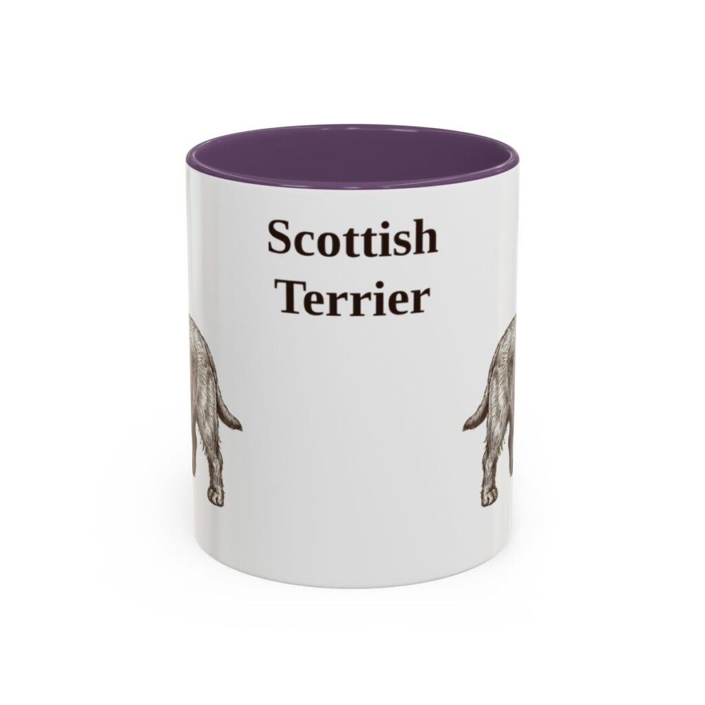 scottish-terrier-mug-purple-1 11oz Scottish Terrier Mug, Vintage Dog Portrait Coffee Mug, Dog Lover Gift
