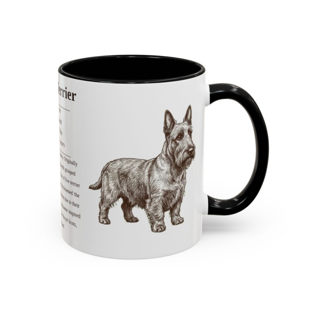11oz Scottish Terrier Mug, Illustrated Dog Breed Facts Coffee Mug, Vintage Dog Keepsake Gift
