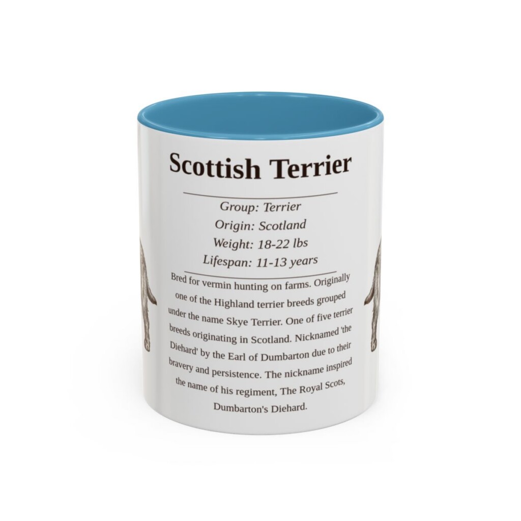 11oz Scottish Terrier Mug, Illustrated Dog Breed Facts Coffee Mug, Vintage Dog Keepsake Gift