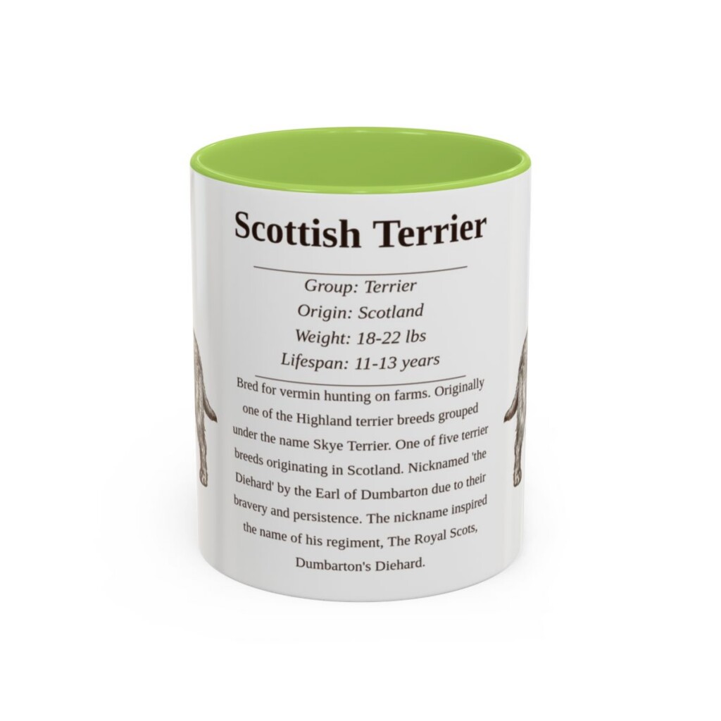 11oz Scottish Terrier Mug, Illustrated Dog Breed Facts Coffee Mug, Vintage Dog Keepsake Gift