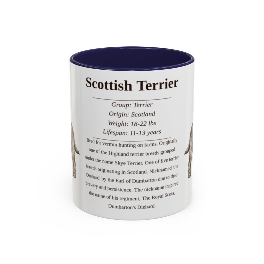11oz Scottish Terrier Mug, Illustrated Dog Breed Facts Coffee Mug, Vintage Dog Keepsake Gift