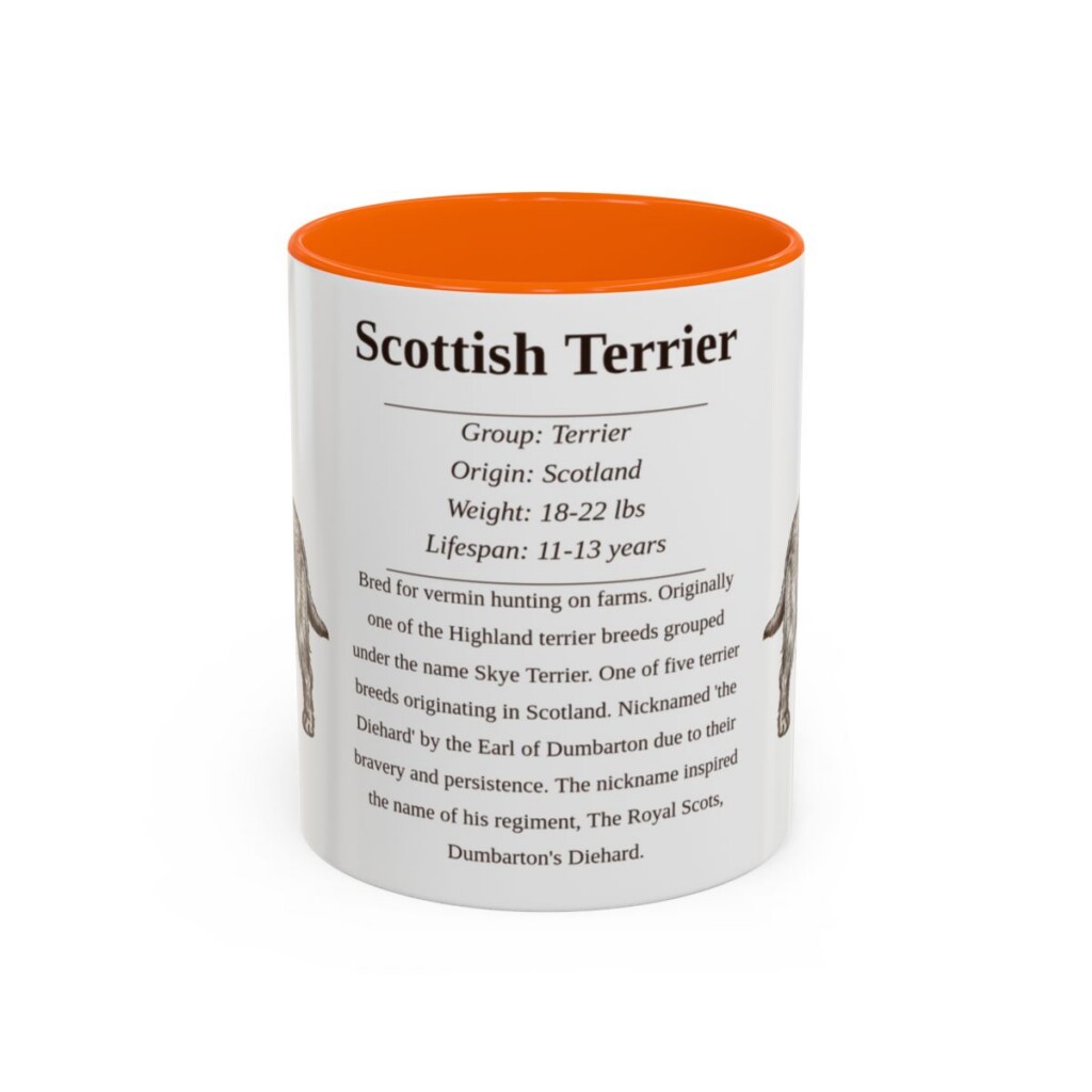 11oz Scottish Terrier Mug, Illustrated Dog Breed Facts Coffee Mug, Vintage Dog Keepsake Gift