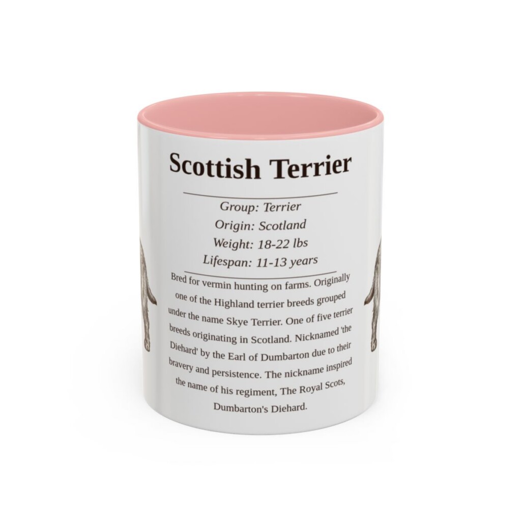 11oz Scottish Terrier Mug, Illustrated Dog Breed Facts Coffee Mug, Vintage Dog Keepsake Gift