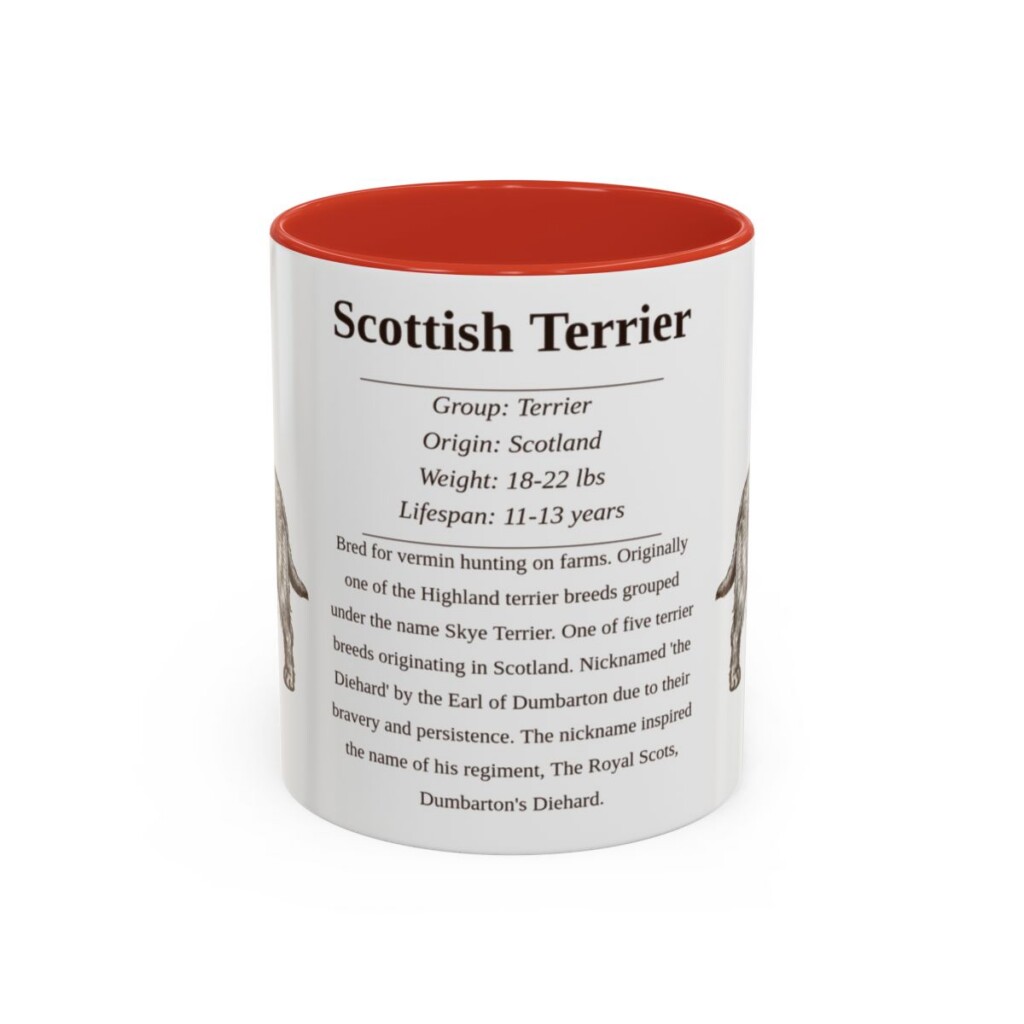 11oz Scottish Terrier Mug, Illustrated Dog Breed Facts Coffee Mug, Vintage Dog Keepsake Gift