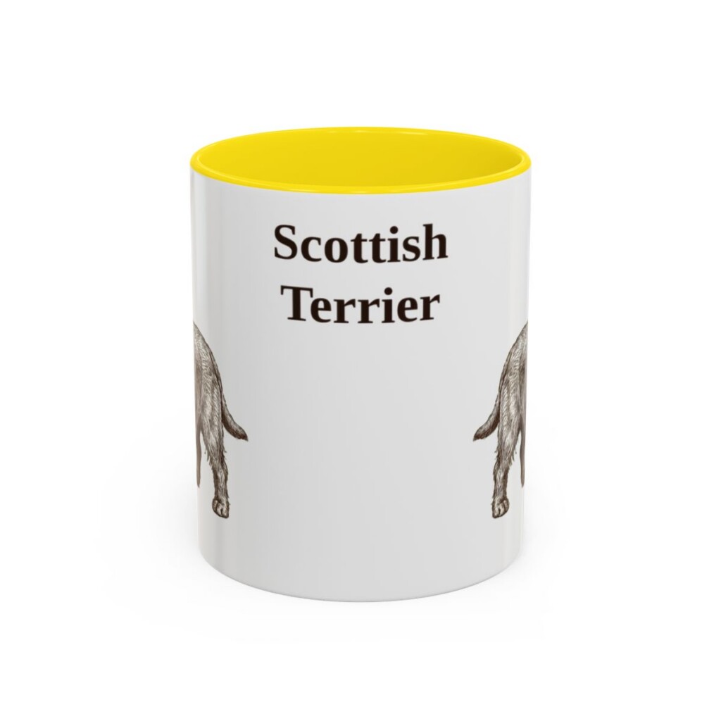 scottish-terrier-mug-yellow-1 11oz Scottish Terrier Mug, Vintage Dog Portrait Coffee Mug, Dog Lover Gift