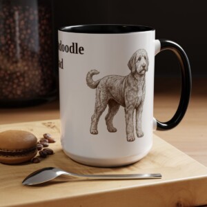 15oz Sheepadoodle Dog Dad Mug, Vintage Sketch Coffee Mug, Dog Dad Gift