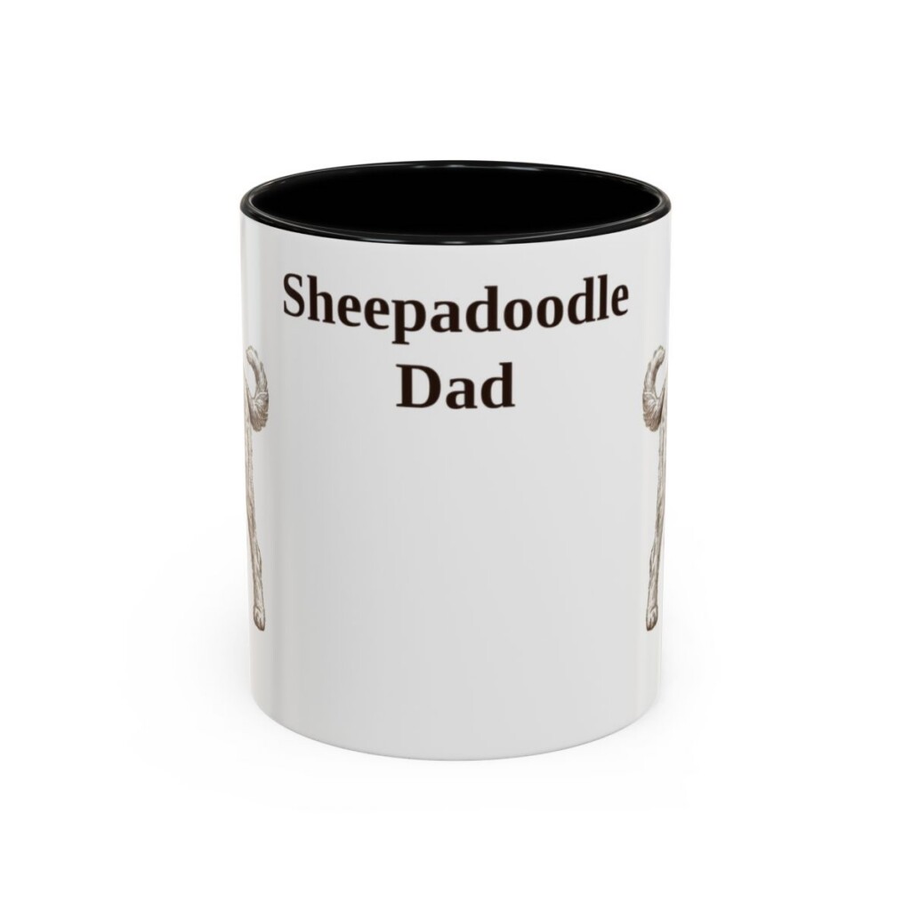 11oz Sheepadoodle Dog Dad Mug, Vintage Sketch Coffee Mug, Dog Dad Gift