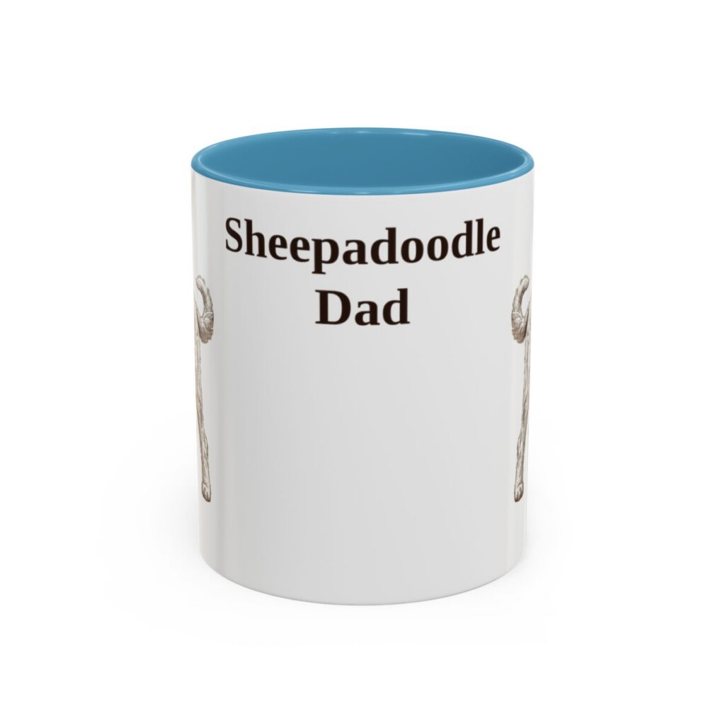 11oz Sheepadoodle Dog Dad Mug, Vintage Sketch Coffee Mug, Dog Dad Gift