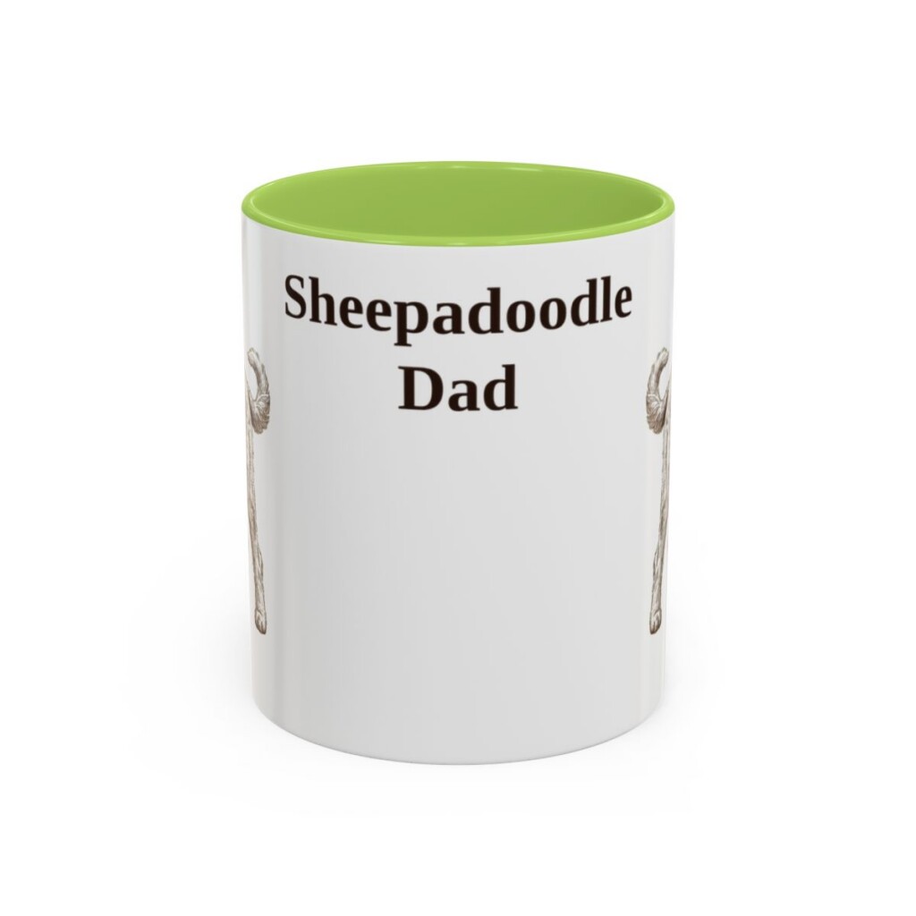 11oz Sheepadoodle Dog Dad Mug, Vintage Sketch Coffee Mug, Dog Dad Gift