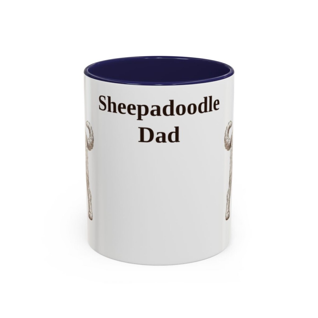 11oz Sheepadoodle Dog Dad Mug, Vintage Sketch Coffee Mug, Dog Dad Gift