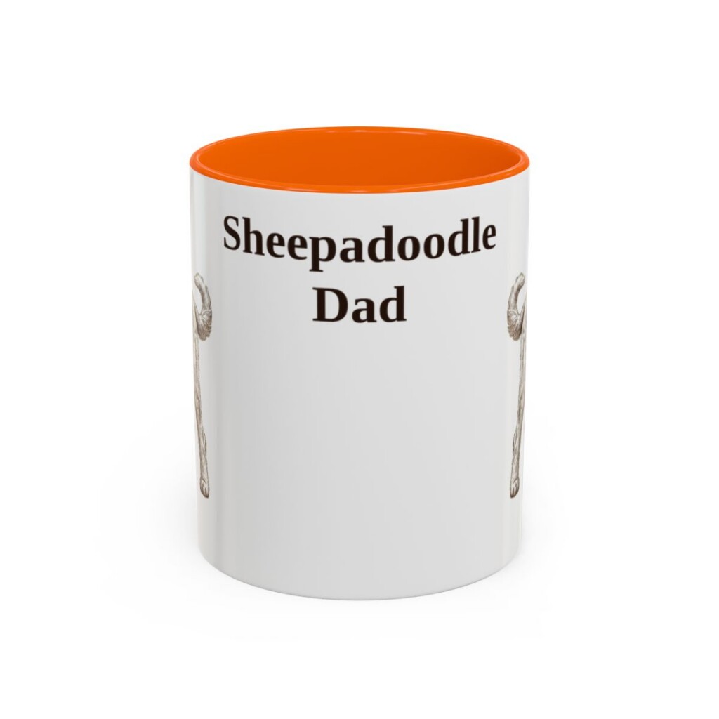 11oz Sheepadoodle Dog Dad Mug, Vintage Sketch Coffee Mug, Dog Dad Gift