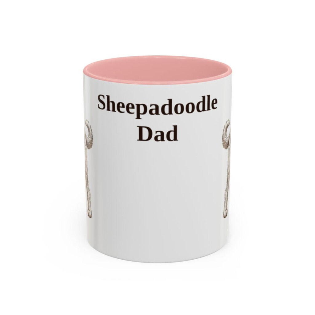 11oz Sheepadoodle Dog Dad Mug, Vintage Sketch Coffee Mug, Dog Dad Gift