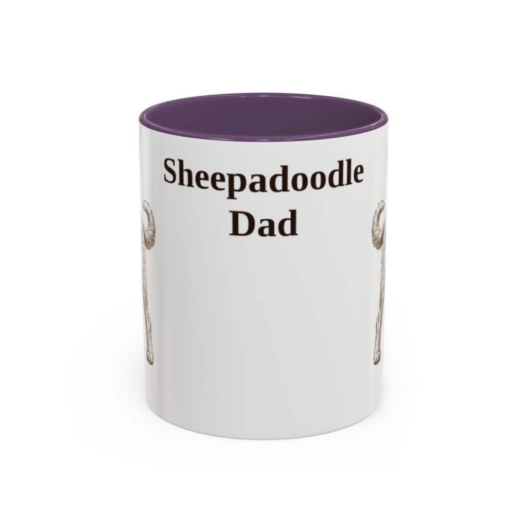 11oz Sheepadoodle Dog Dad Mug, Vintage Sketch Coffee Mug, Dog Dad Gift