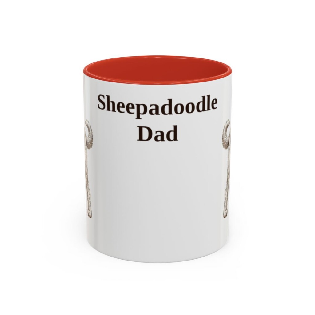 11oz Sheepadoodle Dog Dad Mug, Vintage Sketch Coffee Mug, Dog Dad Gift
