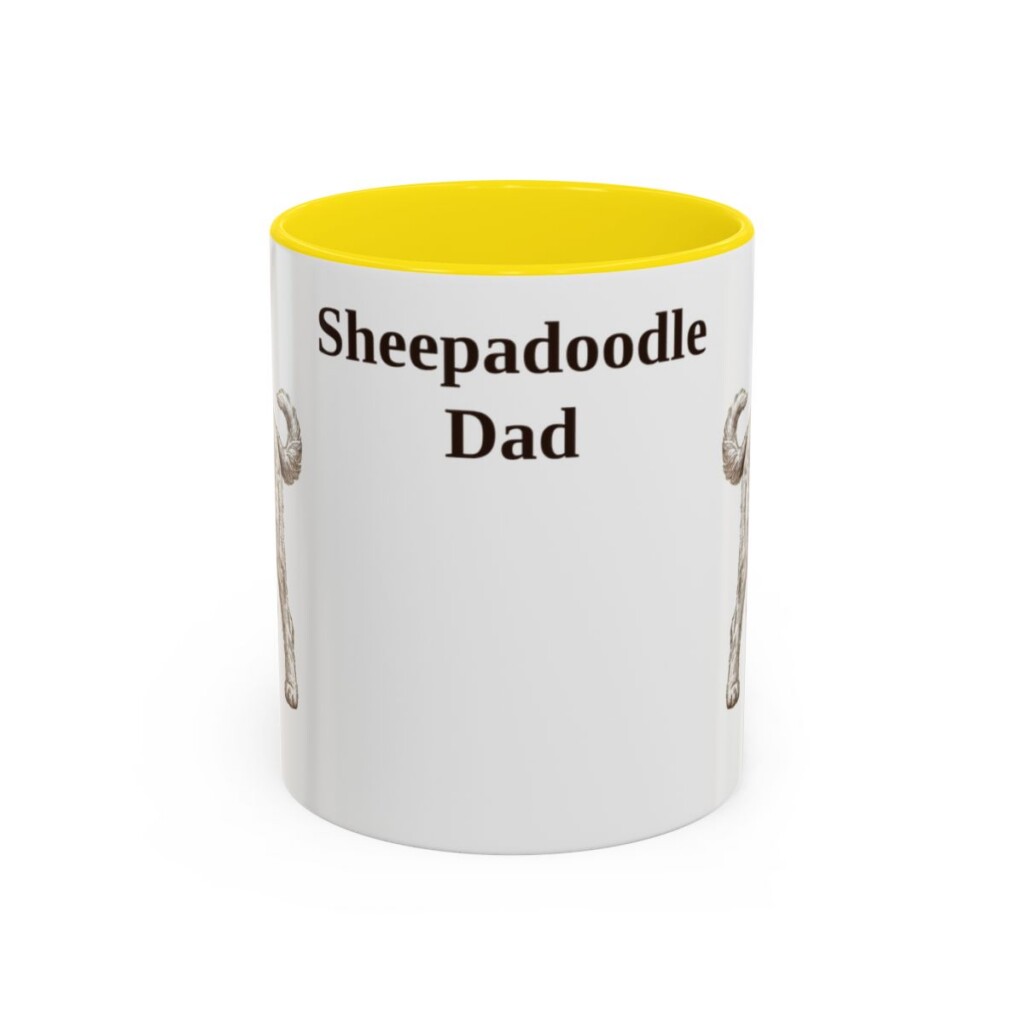 11oz Sheepadoodle Dog Dad Mug, Vintage Sketch Coffee Mug, Dog Dad Gift
