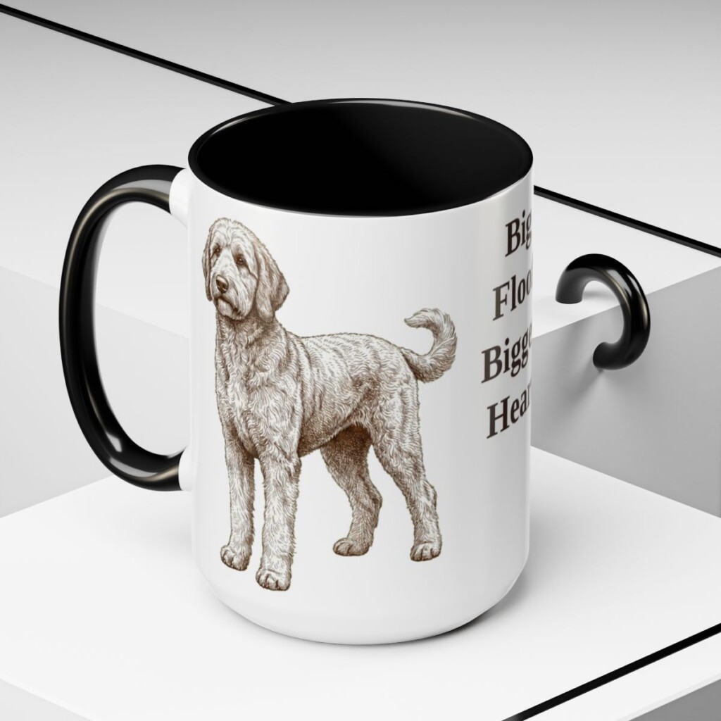 15oz Funny Sheepadoodle Mug, Big Floof Bigger Heart, Vintage Dog Coffee Mug, Dog Lover Gift
